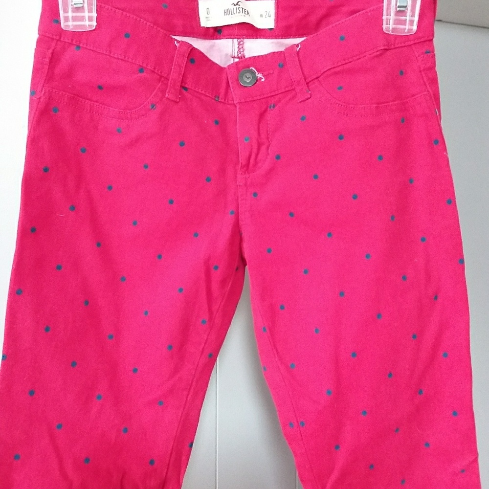 Red with blue polka dots Hollister jeans